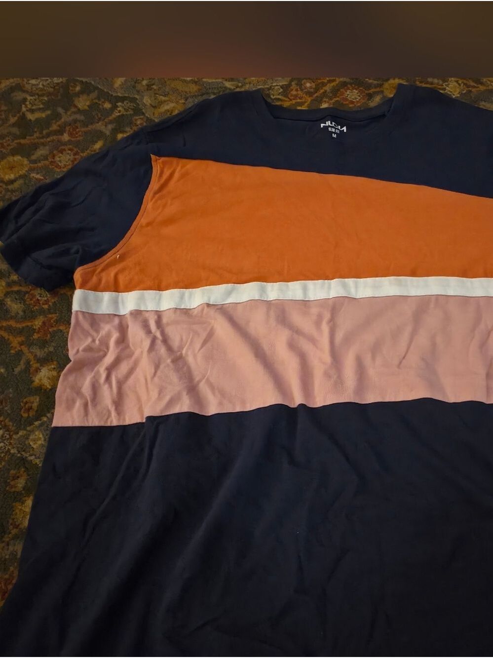 4/$25 Deal! Nuon Colorblock Crew Neck Women's Top - Navy, Orange & Pink